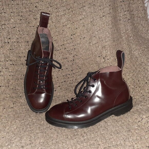 DOC MARTENS X OKI-NI COLAB-Les Monkey Boots-Merlot Leather-RARE-Sz 6UK-Near Mint - Picture 1 of 9